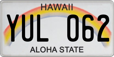 HI license plate YUL062