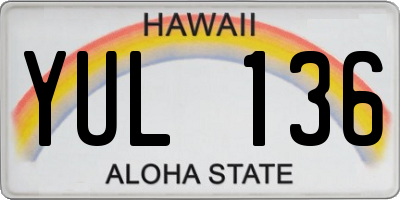 HI license plate YUL136