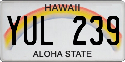 HI license plate YUL239