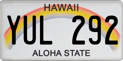 HI license plate YUL292