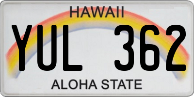 HI license plate YUL362