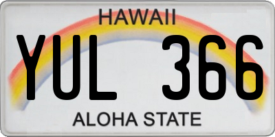 HI license plate YUL366