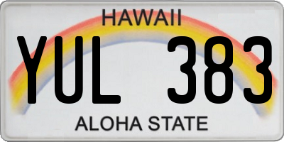 HI license plate YUL383