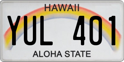 HI license plate YUL401