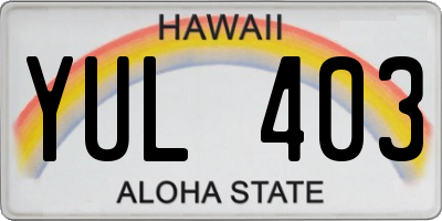HI license plate YUL403
