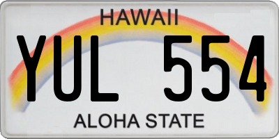 HI license plate YUL554