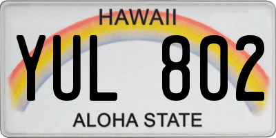 HI license plate YUL802