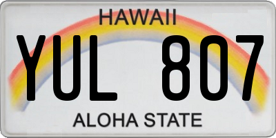 HI license plate YUL807