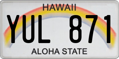HI license plate YUL871