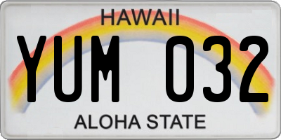 HI license plate YUM032