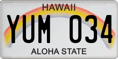 HI license plate YUM034