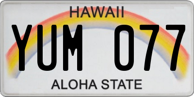 HI license plate YUM077