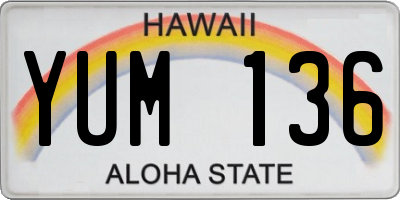 HI license plate YUM136