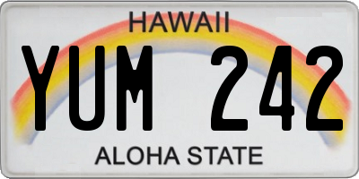 HI license plate YUM242