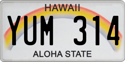 HI license plate YUM314