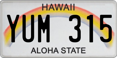 HI license plate YUM315