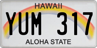 HI license plate YUM317