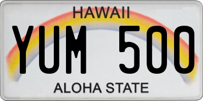 HI license plate YUM500