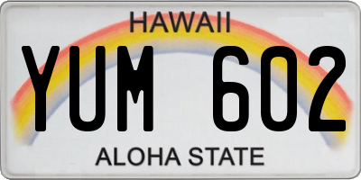 HI license plate YUM602