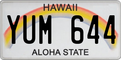 HI license plate YUM644
