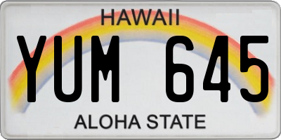 HI license plate YUM645