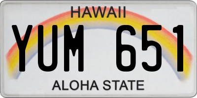 HI license plate YUM651