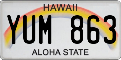 HI license plate YUM863