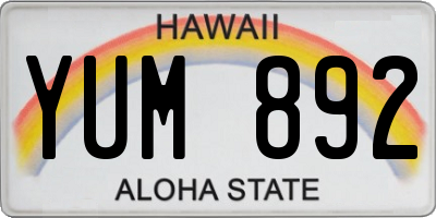 HI license plate YUM892