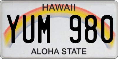 HI license plate YUM980