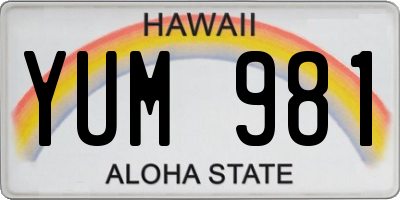 HI license plate YUM981