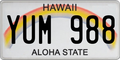 HI license plate YUM988