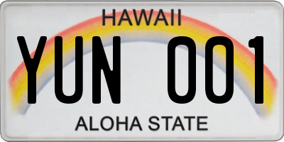 HI license plate YUN001