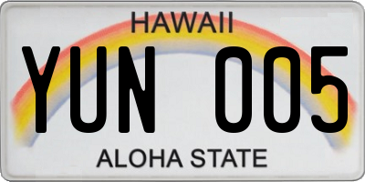 HI license plate YUN005