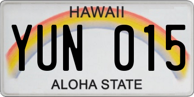 HI license plate YUN015