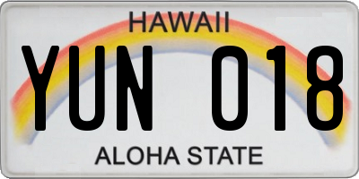 HI license plate YUN018