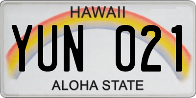 HI license plate YUN021