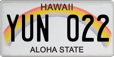 HI license plate YUN022