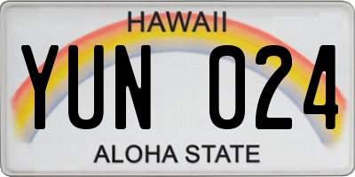 HI license plate YUN024