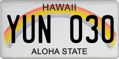 HI license plate YUN030