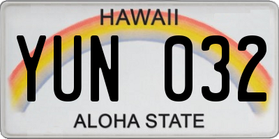 HI license plate YUN032