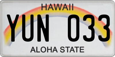 HI license plate YUN033
