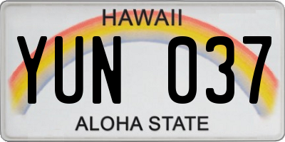 HI license plate YUN037