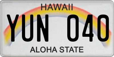 HI license plate YUN040