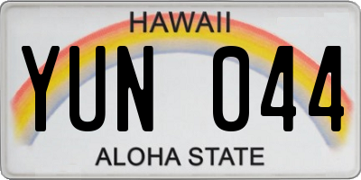 HI license plate YUN044