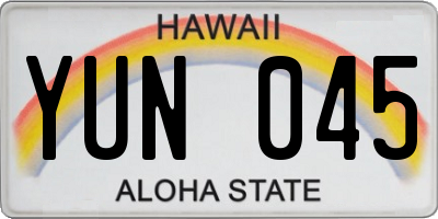 HI license plate YUN045