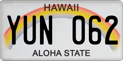 HI license plate YUN062