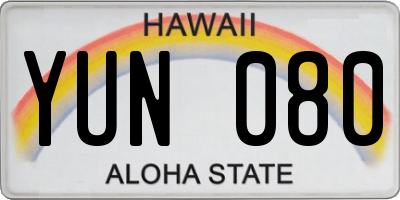 HI license plate YUN080