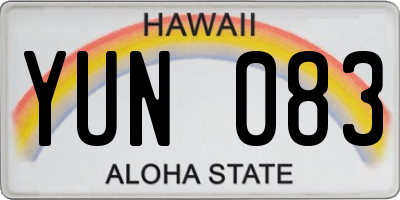 HI license plate YUN083