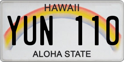 HI license plate YUN110