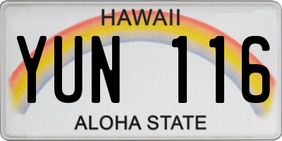 HI license plate YUN116